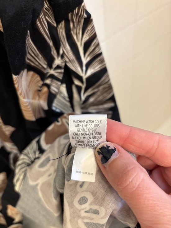 Sonoma Black Tank Midi Dress Size Large Brown Floral Skirt Cotton Travel Hawaii - Picture 8 of 8